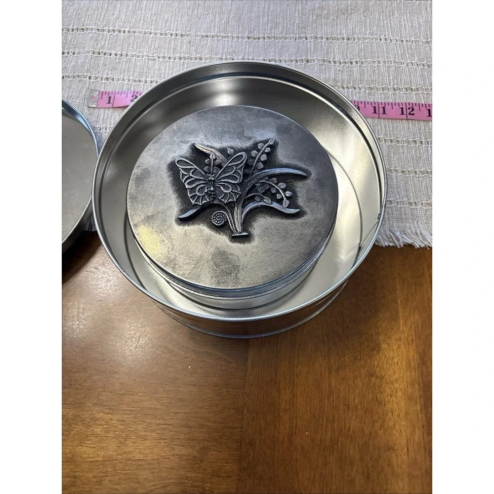 VTG Metzke‎ Nesting Butterfly Pewter Tins Set Of 3 Nature